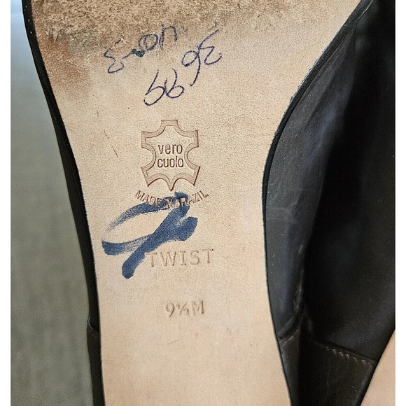 Brighton Twist Brown Leather Slip On Mules Heel Shoes Size 9.5 Pointed Toe - Picture 8 of 8